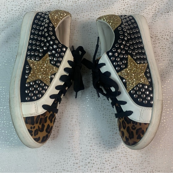 LEOPARD STUD Fashion Sneaker Faux Leather Suede - Picture 5 of 12